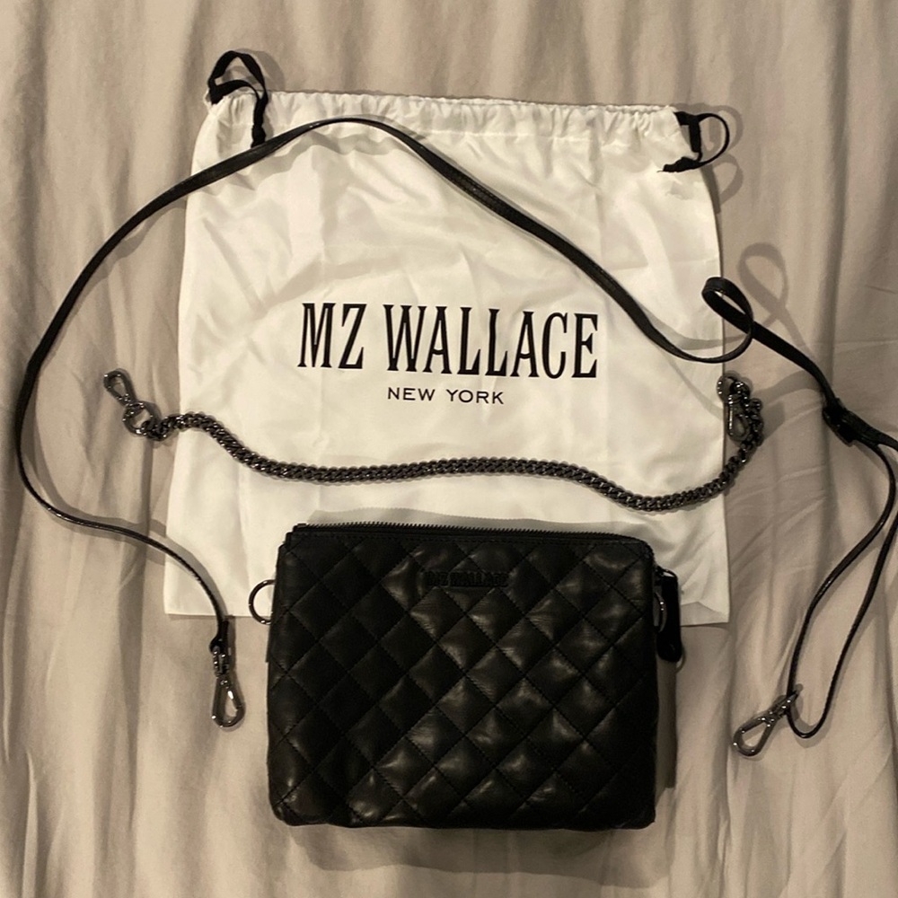 Limited Edition MZ Wallace Black Quilted Leather Leather Pippa